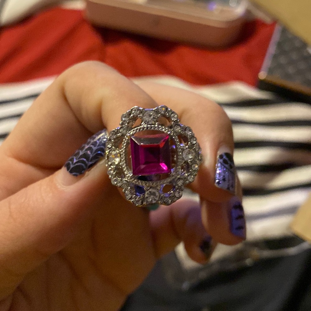 Circular Ring with Pink Stone